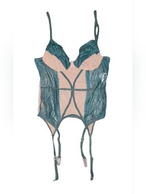 Sheer Lace Bustier Garter Teddy